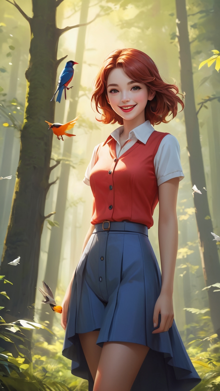 Girl with birds