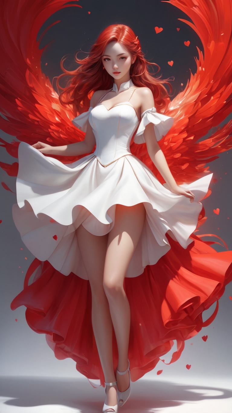 A fairy in a red and white attire
