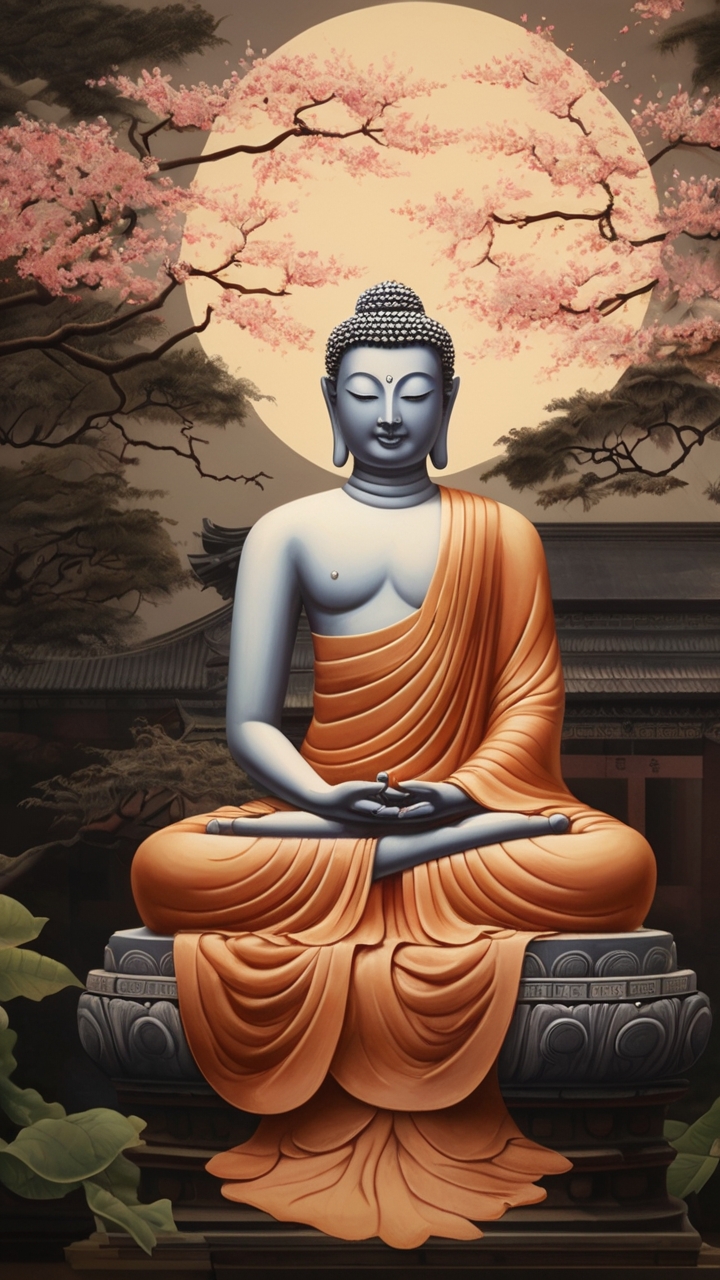 Gautama Buddha Meditating at night