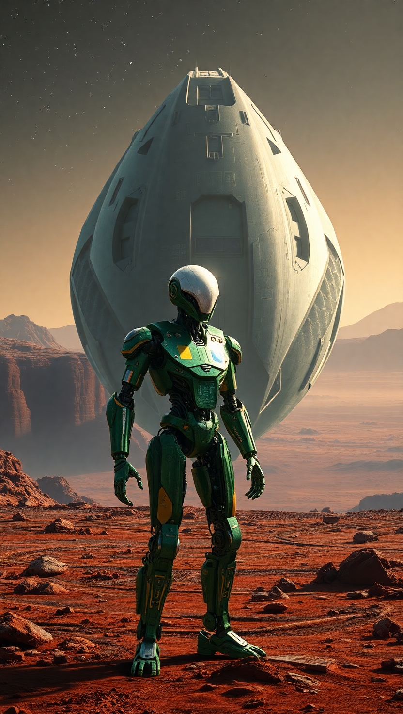 Robot with spaceship