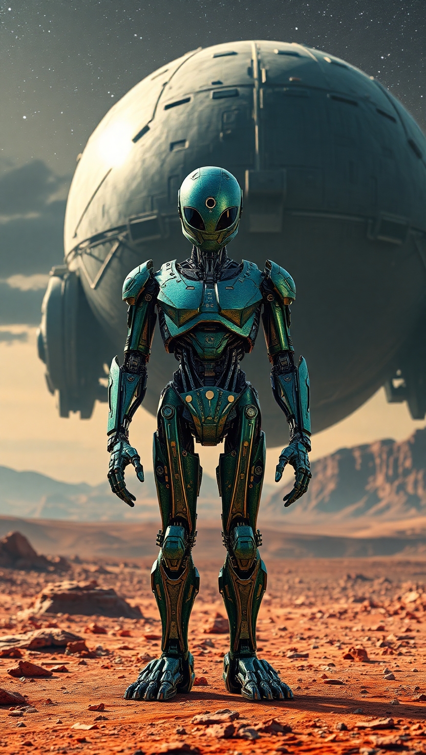 Robot with spaceship
