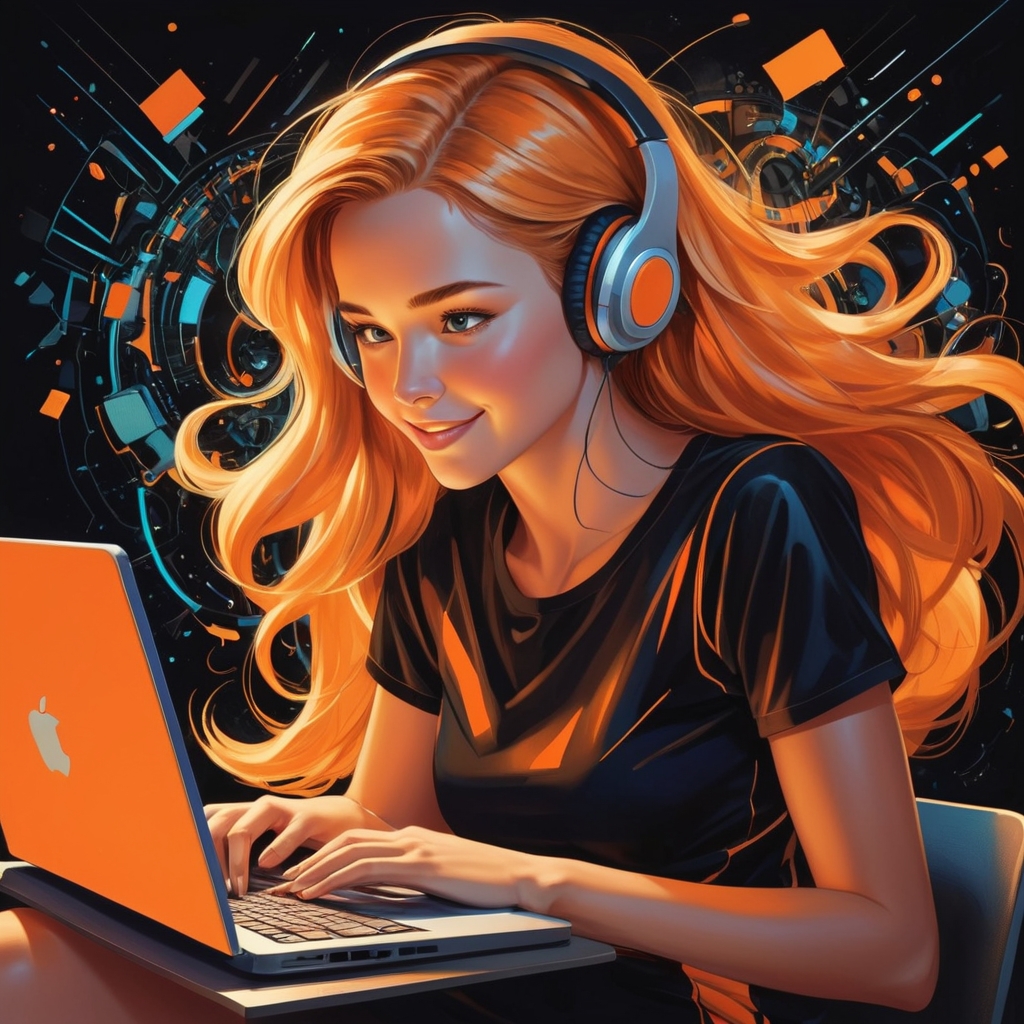 Girl using laptop